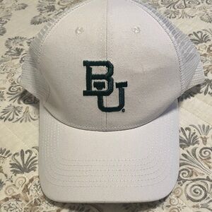Baylor University White Trucker Hat with Green BU Logo